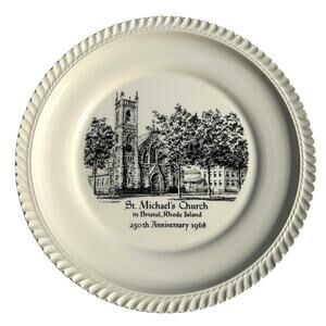 Vintage St. Michael's Church Plate Bristol Rhode Island 250th Anniversary